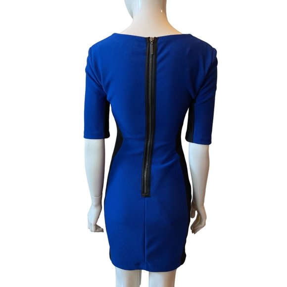 Bisou Bisou Michele Bohbot Womens Bodycon Dress Back Zip Blue Black Size 4 - Picture 2 of 8